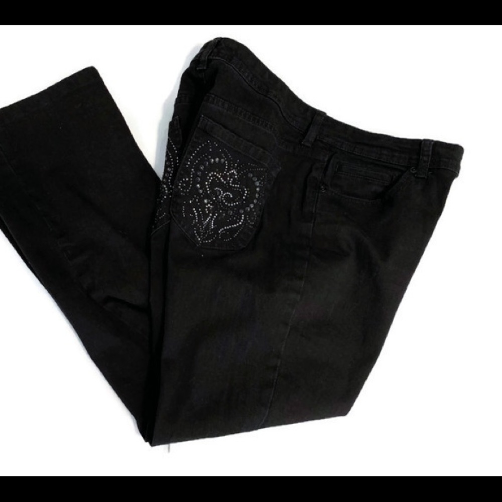 Chico’s Studded Pockets Black Jeans by